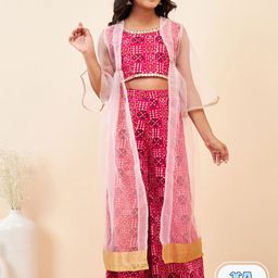 Stylo Bug Girls Printed Pure Cotton Top With Palazzo & Shrug-picture-29
