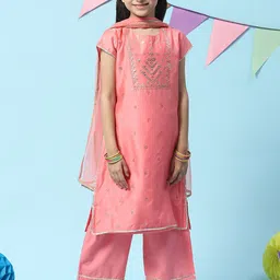 Biba Girls Beads and Stones Kurta With Palazzos & With Dupatta-picture-32