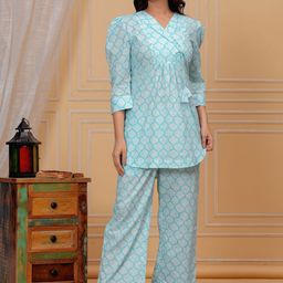 KALINI Women Ethnic Motifs Printed Regular Pure Cotton Kurti with Trousers-picture-27