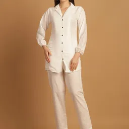 Enchanted Drapes Panelled Pure Cotton Kurti & Trousers image 1
