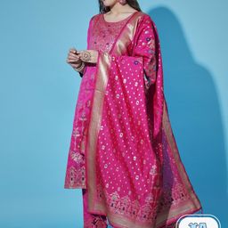 PPTOSS Ethnic Motifs Woven Design Kurta with Trousers & With Dupatta-picture-31