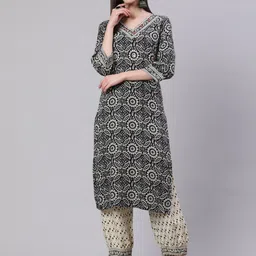 SAK JAIPUR Floral Printed Sequinned Regular Kurta With Salwar-picture-10