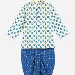 Campana Boys Floral Printed Round Neck Pure Cotton Kurta With Dhoti Pants-picture-37