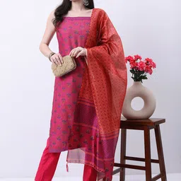 KETCH Floral Printed Kurta With Trousers & Dupatta-picture-30