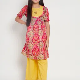 Readiprint Girls Ethnic Motifs Printed Pure Cotton Kurta With Palazzos-picture-47