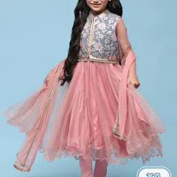 Biba Girls Floral Gotta Patti Anarkali Kurta With Churidar & Dupatta-picture-40