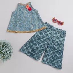 MANY FROCKS & Girls Bandhani Printed Regular Pure Cotton Kurta with Palazzos-picture-12