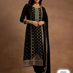 Libas Black Ethnic Motifs Woven Design Kurta with Trousers & With Dupatta-picture-48