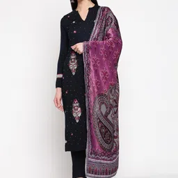 Be Indi Women Ethnic Motifs Embroidered Winter Kurta with Trouser & Dupatta Set-picture-16