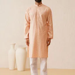 SOJANYA LUXE Mandarin Collar Embroidered Regular Thread Work Kurta with Pyjamas-picture-27