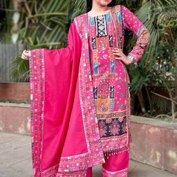 BAESD Girls Floral Printed Regular Mirror Work A-Line Kurta With Palazzos & Dupatta-picture-26