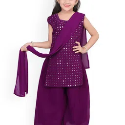BAESD Girls Embroidered Regular Mirror Work Kurta with Palazzos & Dupatta-picture-51