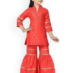 Sangria Girls Printed Pure Cotton Straight Kurti & Sharara Set-picture-43