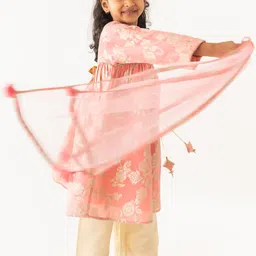 A Little Fable Girls Floral V-Neck Gotta Patti A-Line Kurta With Trousers & Dupatta-picture-13