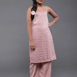 Aks Kids Girls Ethnic Motifs Embroidered Thread Work Kurta With Palazzos-picture-15