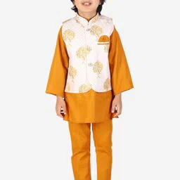 Superminis Boys Mustard Yellow Kurti with Pyjamas-image-66