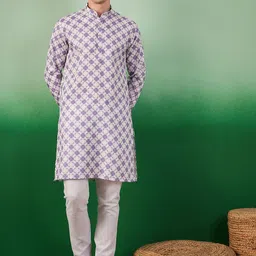 Sangria Digital Ethnic Printed Band Collar Kurta With Pyjama-picture-34