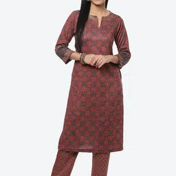 Biba Women Ethnic Motifs Printed Mukaish Kurta with Trousers-picture-19