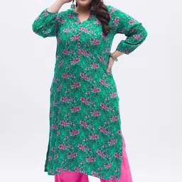 Tissu Plus Size Floral Printed Kurta with Palazzos-image-12
