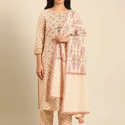 IMARA Floral Printed Regular Kurta With Trousers & Dupatta-image-27
