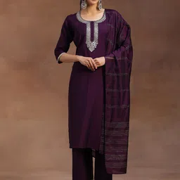 Libas Floral Yoke Design Thread Work Kurta & Trousers With Dupatta-picture-27