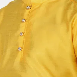TAHVO Boys Mandarin Collar Dupion Silk Kurta With Churidar image 2