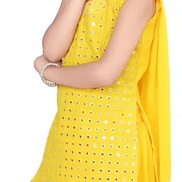 BAESD Girls Ethnic Motifs Mirror Work Georgette Straight Kurti with Palazzo & Dupatta image 2