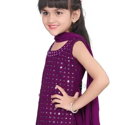 BAESD Girls Ethnic Motifs Embroidered Mirror Work Kurta With Palazzos & Dupatta image 2