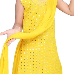 BAESD Girls Ethnic Motifs Embroidered Mirror Work Kurta With Palazzos & Dupatta image 4