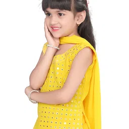 BAESD Girls Embroidered Regular Mirror Work Kurta with Palazzos & Dupatta image 5