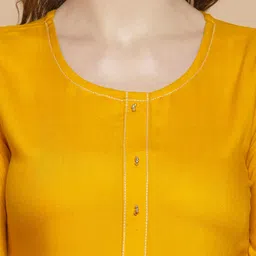 GoSriKi Women Yellow Kurta with Trousers & With Dupatta image 5