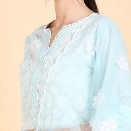 KALINI Ethnic Motifs Embroidered Regular Thread Work Kurta with Sharara & Dupatta image 2