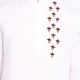 DEVOILER Men White Embroidered Straight Kurta with Pyjamas image 5