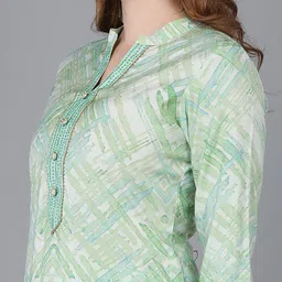 AHIKA Women Green Printed Kurta with Trouser & Dupatta image 3