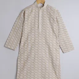 BAESD Boys Embroidered Regular Chikankari Pure Cotton Kurta with Churidar image 3