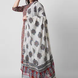 Arayna Floral Printed Regular Pure Cotton Kurta with Trousers & With Dupatta image 4