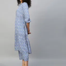 Modern Indian by CHEMISTRY Women Printed Pleated Kurta with Palazzos image 3