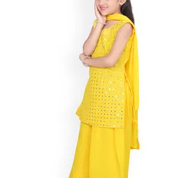 BAESD Girls Ethnic Motifs Embroidered Mirror Work Kurta With Palazzos & Dupatta image 2