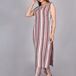 KALINI Women Multicoloured Printed Straight Kurta with Trouser image 2