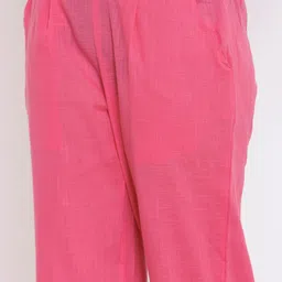 HERE&NOW Pink & Green Floral Embroidered Zari Work Kurta with Palazzos & Dupatta image 2