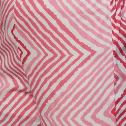 FASHOR Pink & White Chevron Printed Shirt Collar Pure Cotton A Line Kurta With Trousers image 2