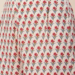 FASHOR Blue Floral Printed Regular Sequinned Pure Cotton Kurta with Trousers image 4