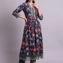 aayusika Floral Embroidered Sequinned Anarkali Kurta with Trousers & Dupatta image 3