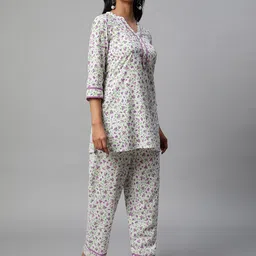 AURELIA Floral Printed Kurti with Trousers image 3