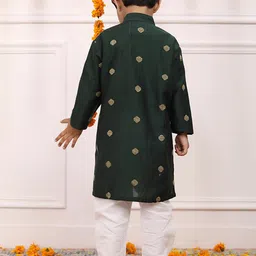 Biglilpeople Boys Geometric Woven Design Straight Kurta with Pyjamas image 4