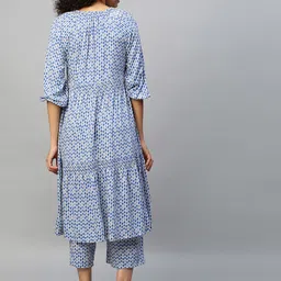 Modern Indian by CHEMISTRY Women Printed Pleated Kurta with Palazzos image 5