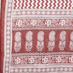 Anouk Maroon & White Ethnic Printed Pure Cotton Straight Kurta With Trousers & Dupatta image 4
