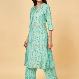 RANGMANCH BY PANTALOONS Floral Printed Pure Cotton A-Line Kurta with Palazzos image 3