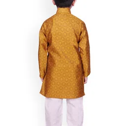 SG YUVRAJ Boys Mustard Yellow Ethnic Motifs Printed Kurta Set image 2