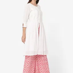 KALINI V-Neck High-Slit Pure Cotton Kurta With Palazzos image 5